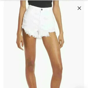 HIDDEN WHITE HIGH WAIST FRAYED HEM R  CUTOFF SHORTS SIZE MEDIUM
